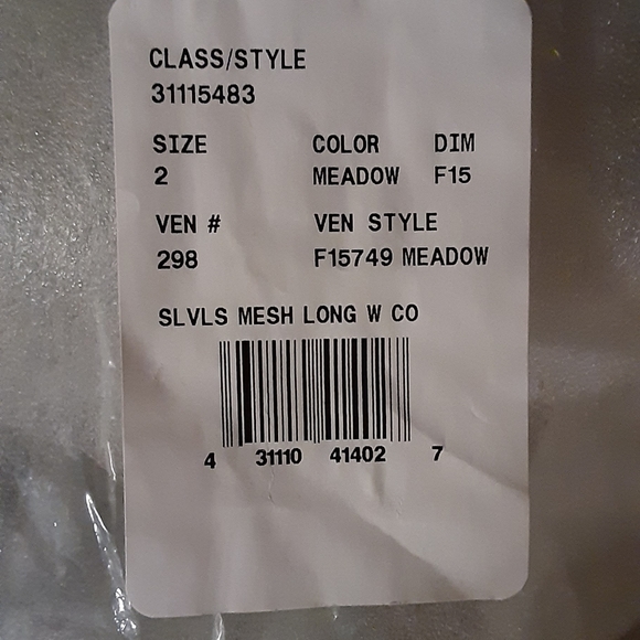 Sleeveless long mesh dress with corded lace - Picture 5 of 7